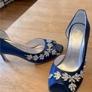 New ElegantPark wedding shoes, size 8 navy blue